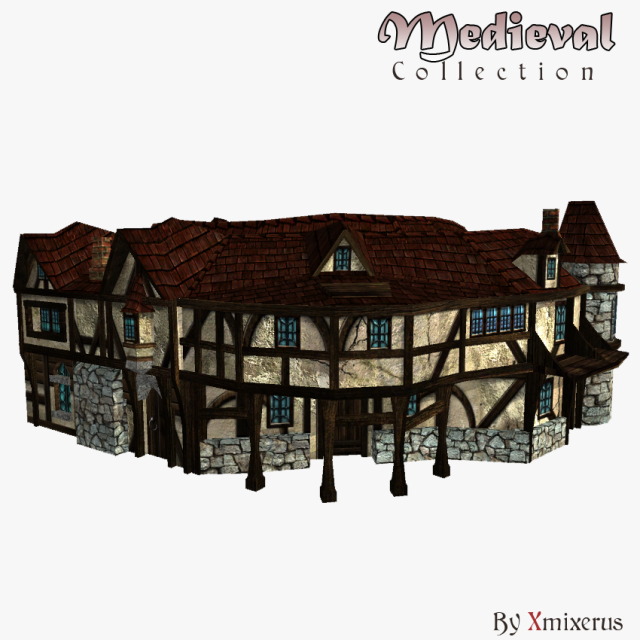 medieval house 6 3D Model .c4d .max .obj .3ds .fbx .stl .blend 