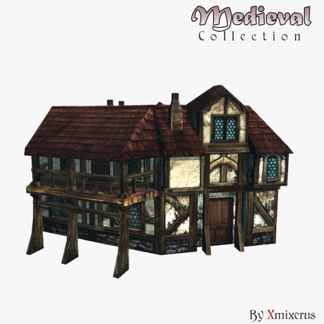 medieval house 7 3D 模型 .c4d .max .obj .3ds .fbx .stl .blend 