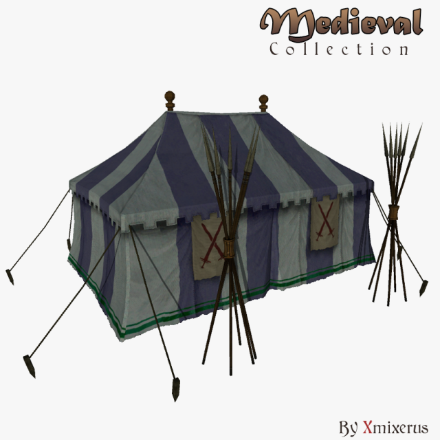 medieval tent blue Modelo 3D .c4d .max .obj .3ds .fbx .stl .blend 