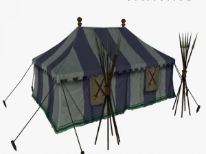 tenda medieval azul Modelo 3D