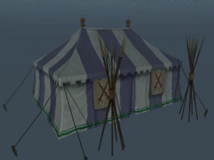 medieval tent blue 3D Model