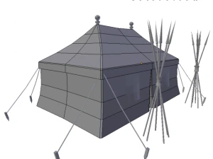 medieval tent blue 3D Model