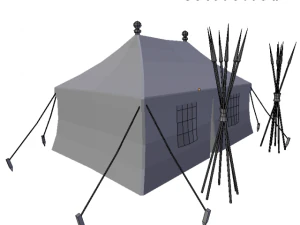 medieval tent blue 3D Model