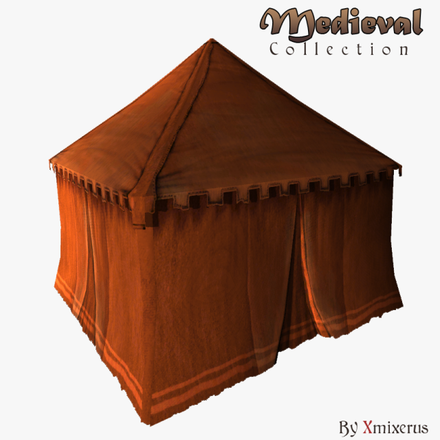 medieval tent red small 3Dモデル .c4d .max .obj .3ds .fbx .stl .blend 