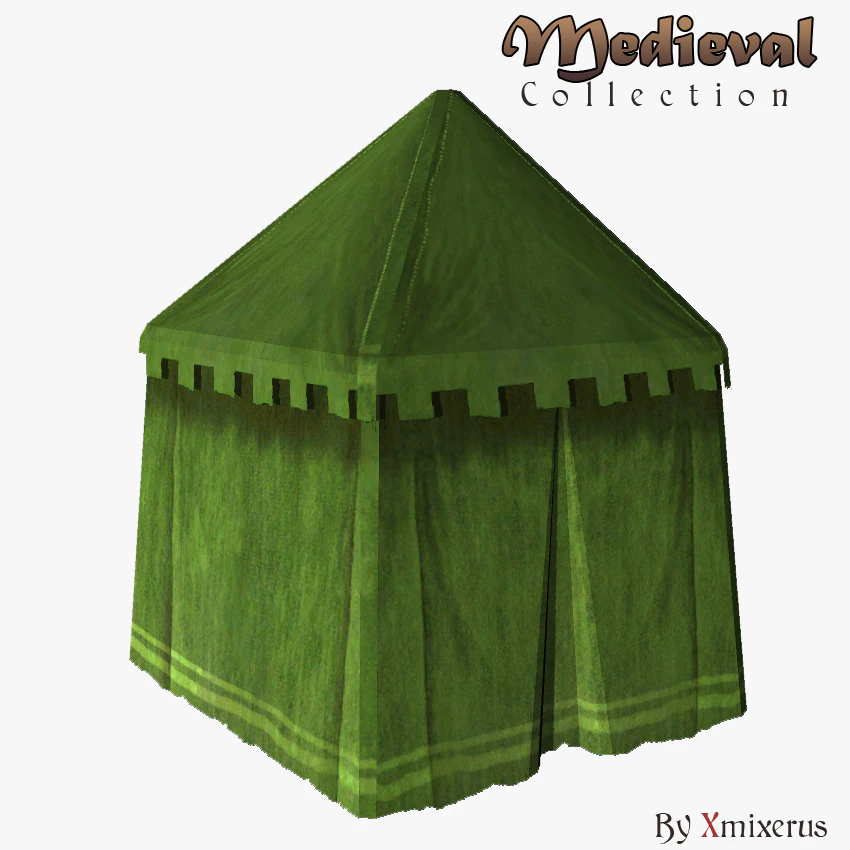 medieval tent green round 3D Model .c4d .max .obj .3ds .fbx .stl .blend 