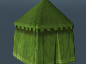 medieval tent green round 3D Model