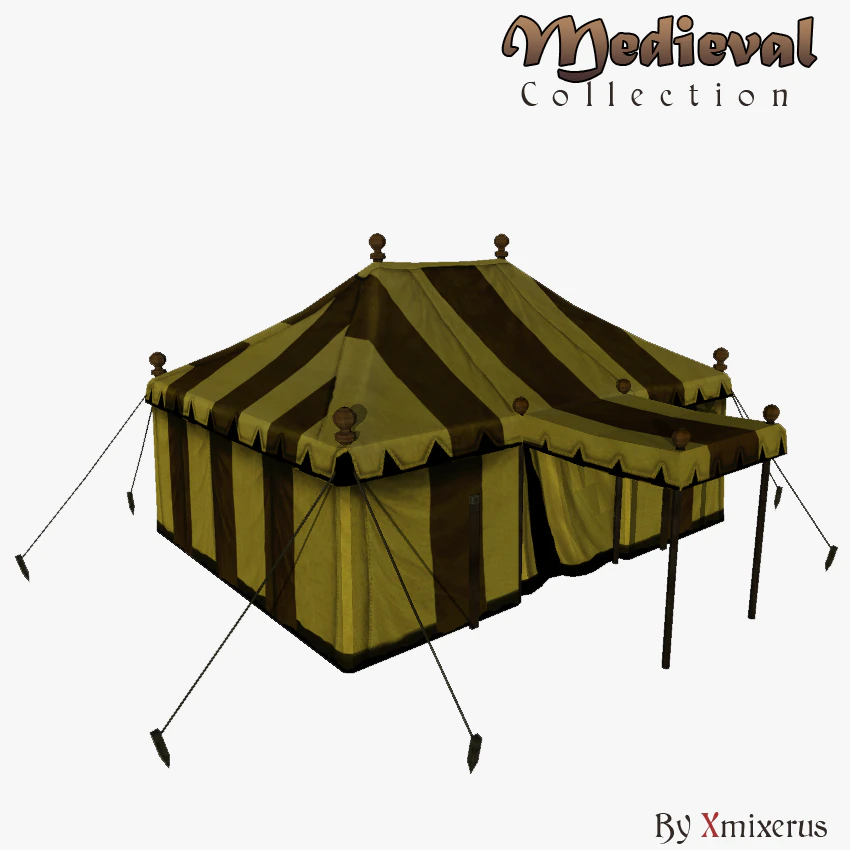 medieval tent yellow large 3D Model .c4d .max .obj .3ds .fbx .stl .blend 