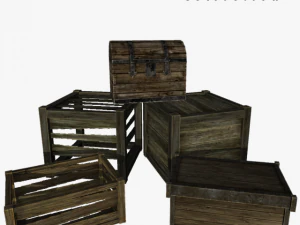 średniowieczne 5 pudełek Model 3D