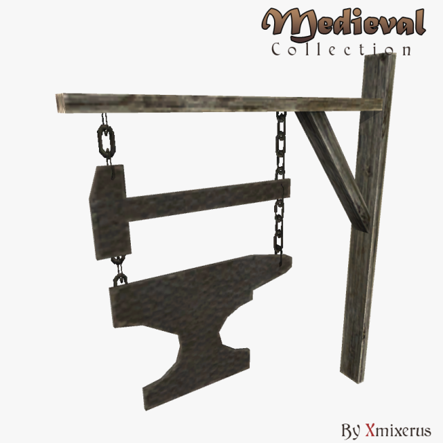 medieval anvil sign Modelo 3D .c4d .max .obj .3ds .fbx .stl .blend 