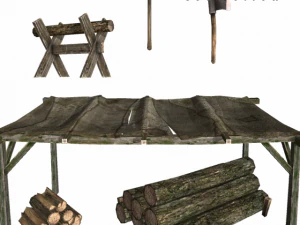 medieval sawmil pack 3D Model