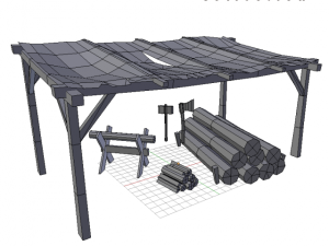 medieval sawmil pack 3D-Modell