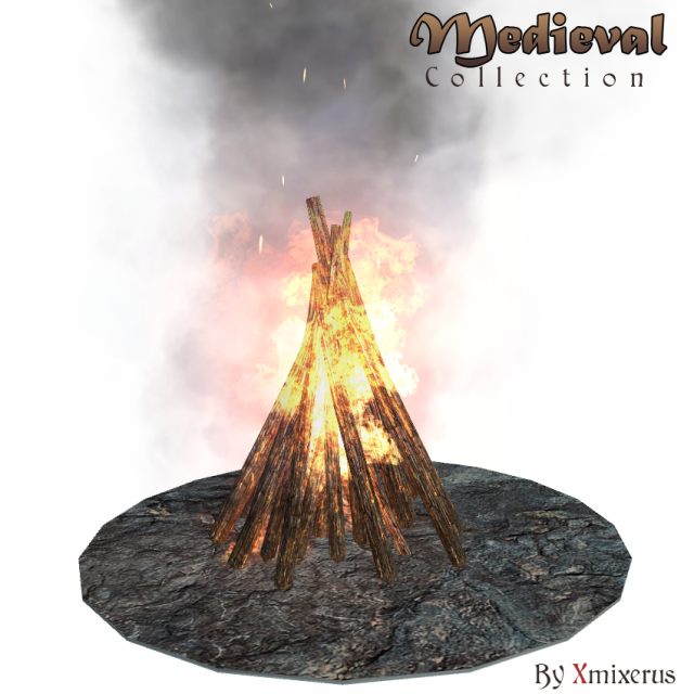 medieval signal fire 3D Model .c4d .max .obj .3ds .fbx .stl .blend 