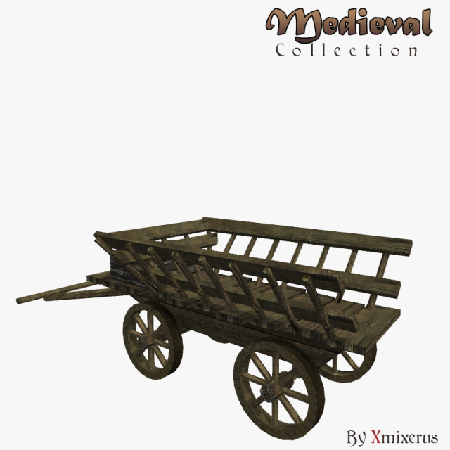medieval wagon Model 3D .c4d .max .obj .3ds .fbx .stl .blend 