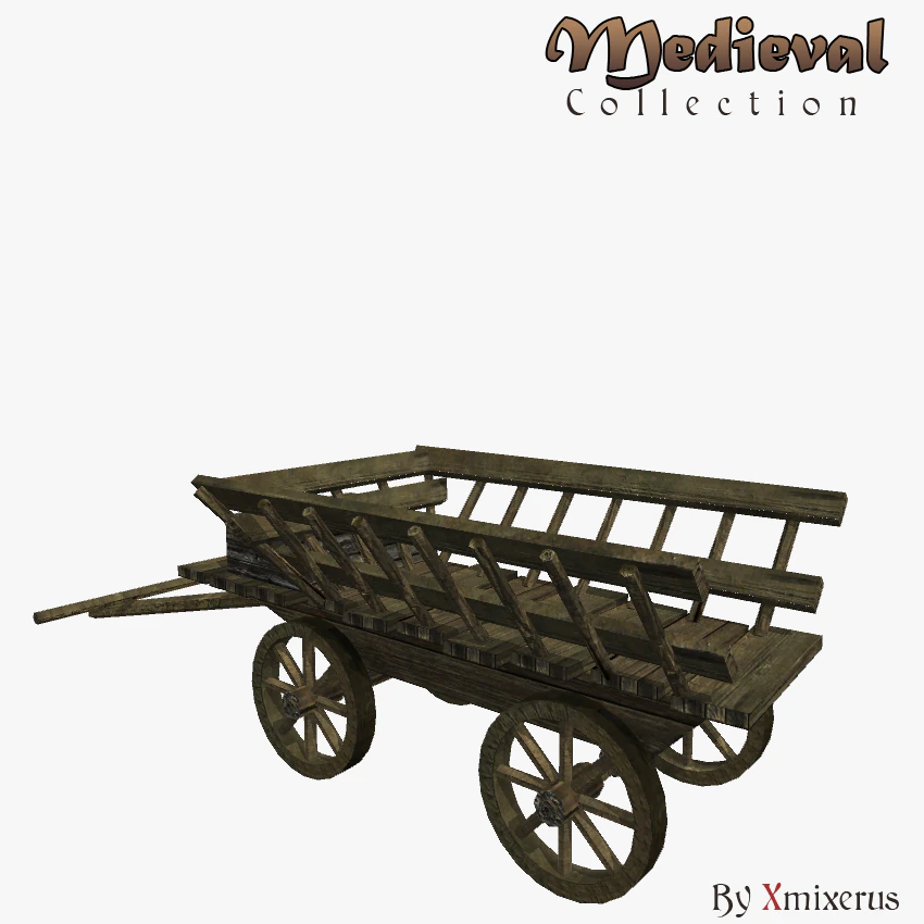medieval wagon 3D Model .c4d .max .obj .3ds .fbx .stl .blend 
