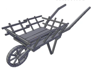 wooden wheelbarrow 3D Model