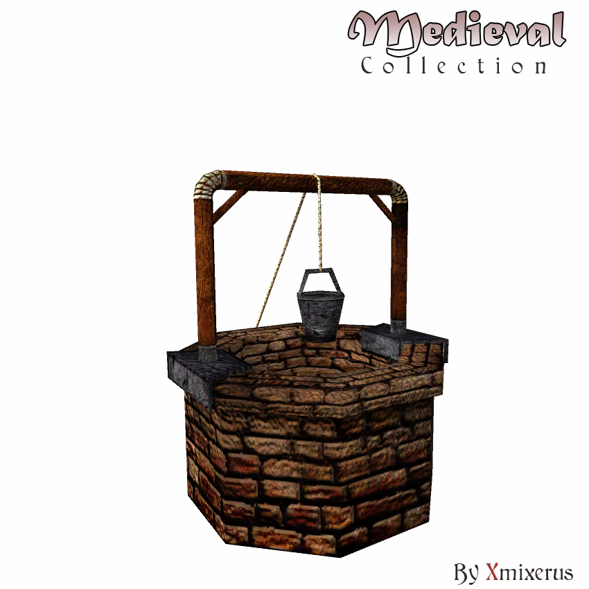 medieval water well 3D Model .c4d .max .obj .3ds .fbx .stl .blend