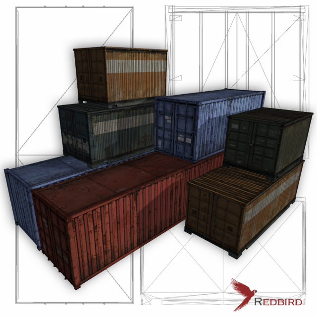shipping containers low poly 3D मॉडल .c4d .max .obj .3ds .fbx .stl .blend 