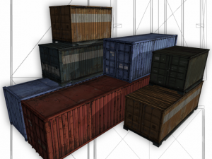 shipping containers low poly 3D-Modell