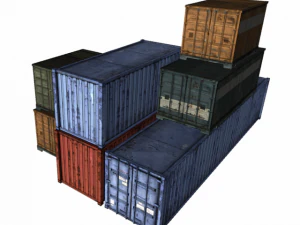 shipping containers low poly 3D Model