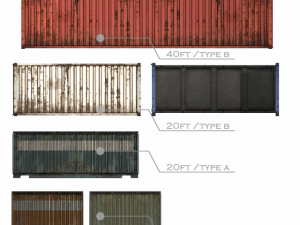 shipping containers low poly 3D मॉडल