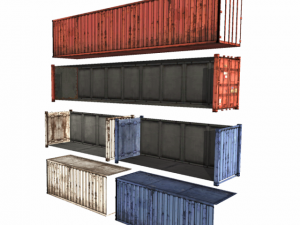 shipping containers low poly 3D मॉडल