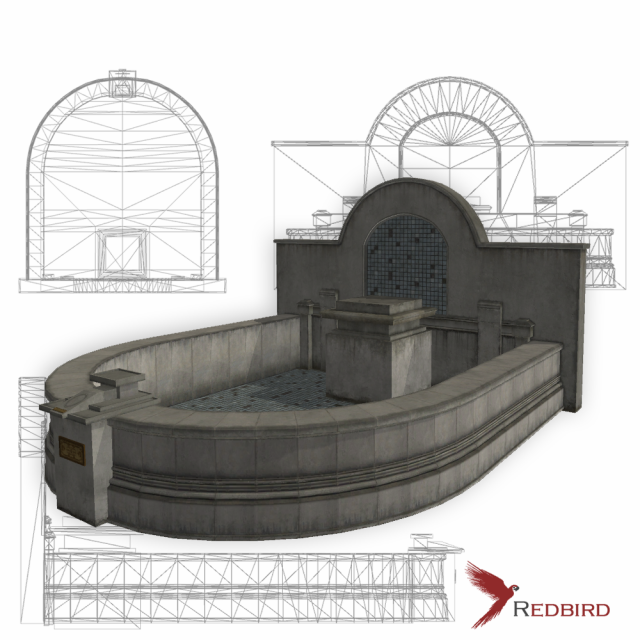 fountain low poly 3D 모델 .c4d .max .obj .3ds .fbx .stl .blend 