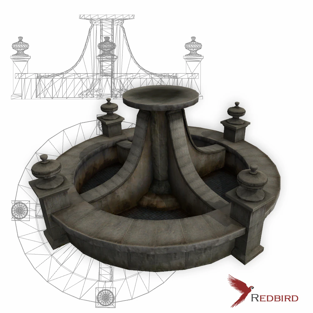 fountain low poly 3D Model .c4d .max .obj .3ds .fbx .stl .blend