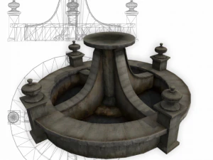 분수 저 폴리 3D 모델