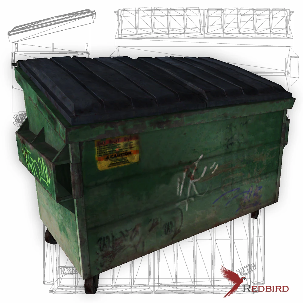 dumpster low poly 3D Model .c4d .max .obj .3ds .fbx .stl .blend 