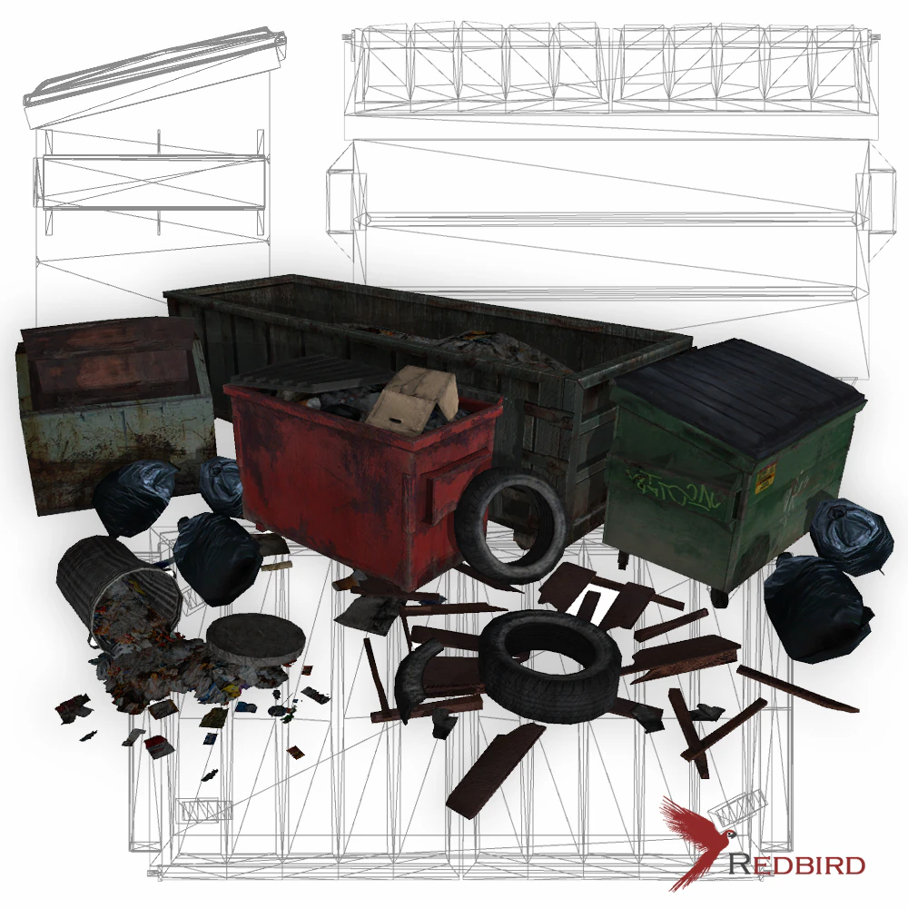 paket sampah poli rendah Model 3D .c4d .max .obj .3ds .fbx .stl .blend 