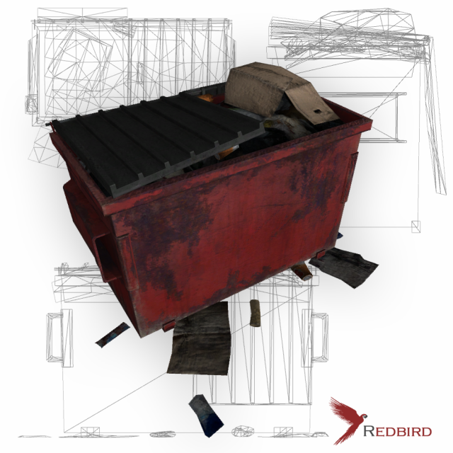 dumpster red low poly 3D मॉडल .c4d .max .obj .3ds .fbx .stl .blend 
