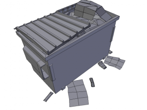 dumpster red low poly 3D मॉडल