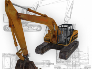 excavator yellow low poly Model 3D