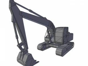 excavator yellow low poly 3D Model