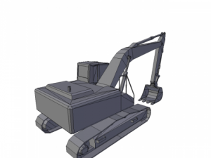 excavator yellow low poly Model 3D