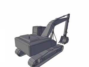 excavator yellow low poly 3D Model