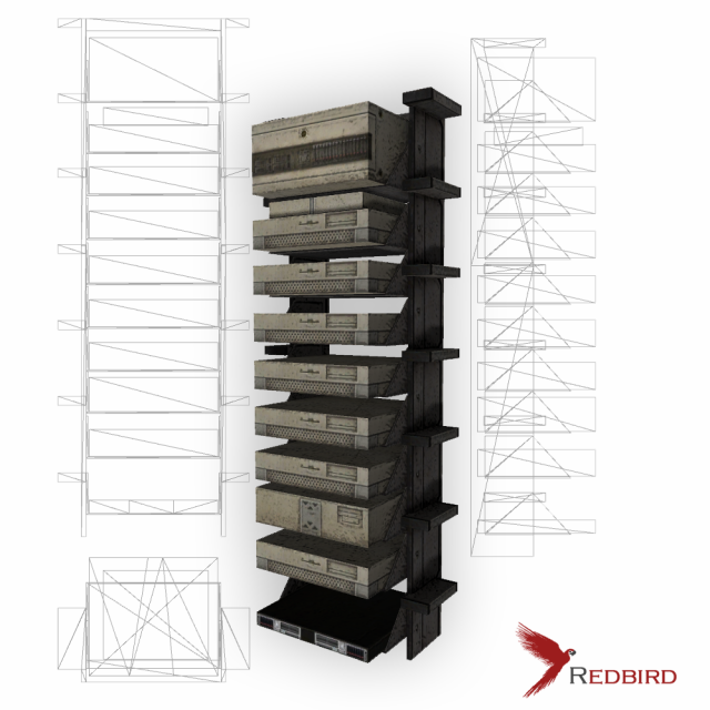 server rack low poly 3D 모델 .c4d .max .obj .3ds .fbx .stl .blend 