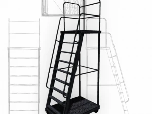 escada preta industrial baixo poli Modelo 3D