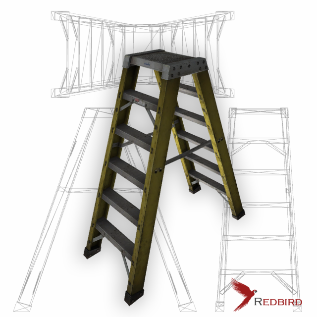 ladder yellow industrial low poly 3D Model .c4d .max .obj .3ds .fbx .stl .blend
