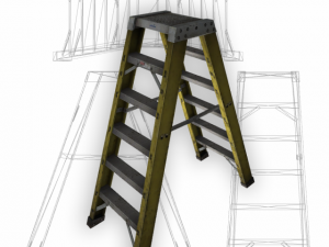 ladder yellow industrial low poly 3D Model