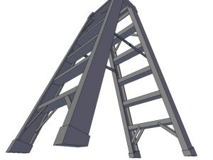 ladder yellow industrial low poly 3D Model