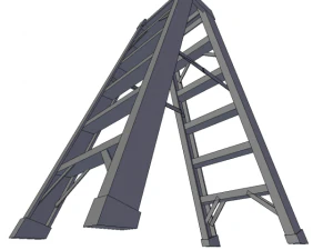 ladder yellow industrial low poly 3D Model
