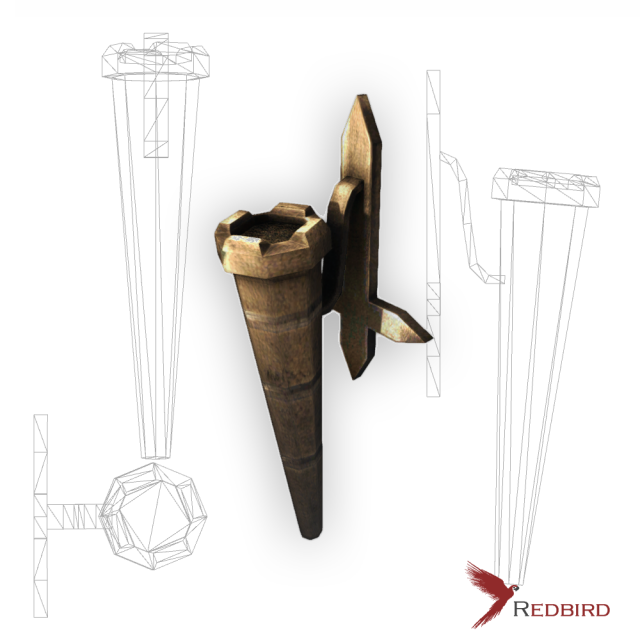 iron torch low poly 3D Модель .c4d .max .obj .3ds .fbx .stl .blend 