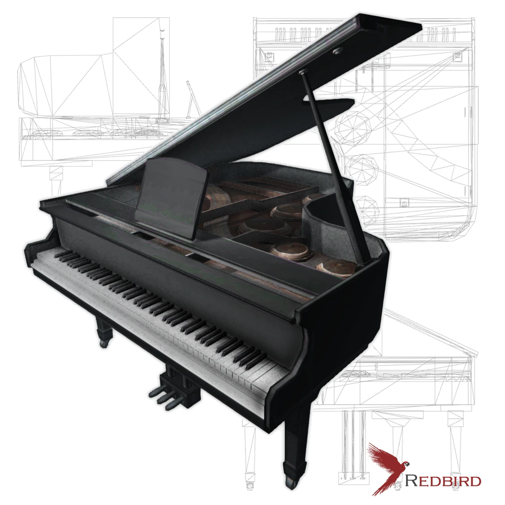grand piano low poly 3D Model .c4d .max .obj .3ds .fbx .stl .blend 