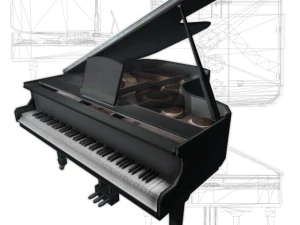 fortepian, niski poli Model 3D