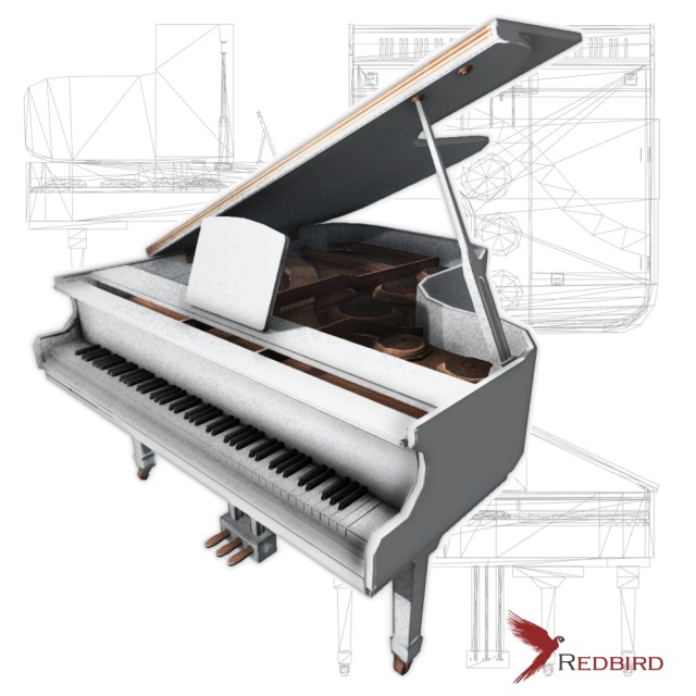 grand piano low poly white 3D Модель .c4d .max .obj .3ds .fbx .stl .blend 