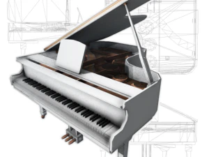 grand piano low poly white 3D Model