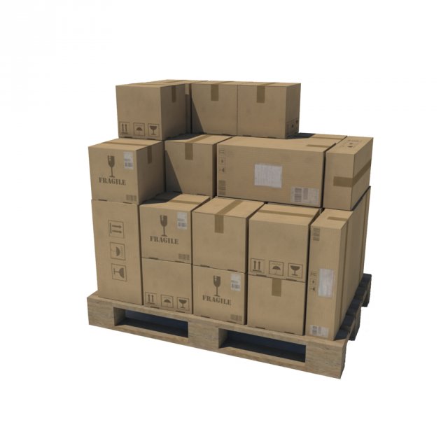 pallet with boxes 4 in 1 Modèle 3D .c4d .max .obj .3ds .fbx .stl .blend 