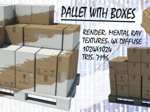 pallet with boxes 4 in 1 3D Model