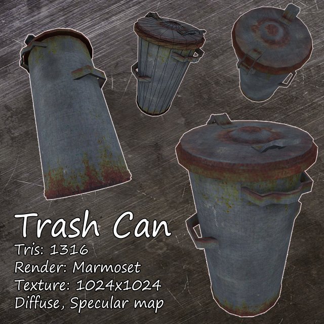 trash can 3D 모델 .c4d .max .obj .3ds .fbx .stl .blend 